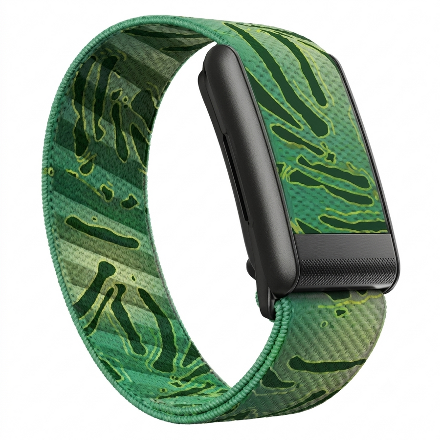 Lime Camo woven nylon replacement band compatible with WHOOP 5.0, product view