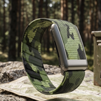 Green Camo woven nylon replacement band compatible with WHOOP 5.0, lifestyle view
