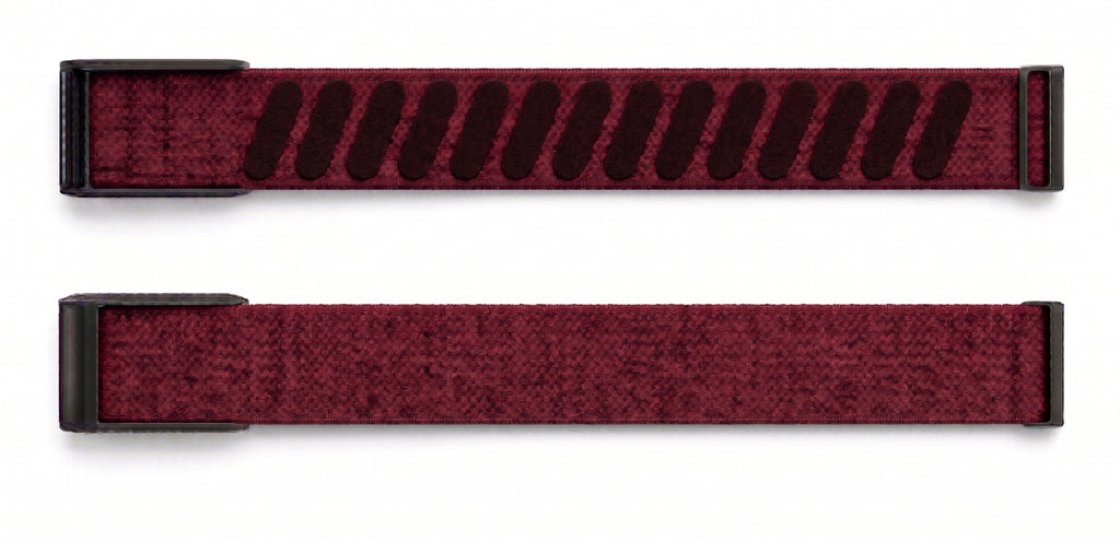 Strapion Bright Red nylon band for WHOOP 5.0, shown unfastened from both sides