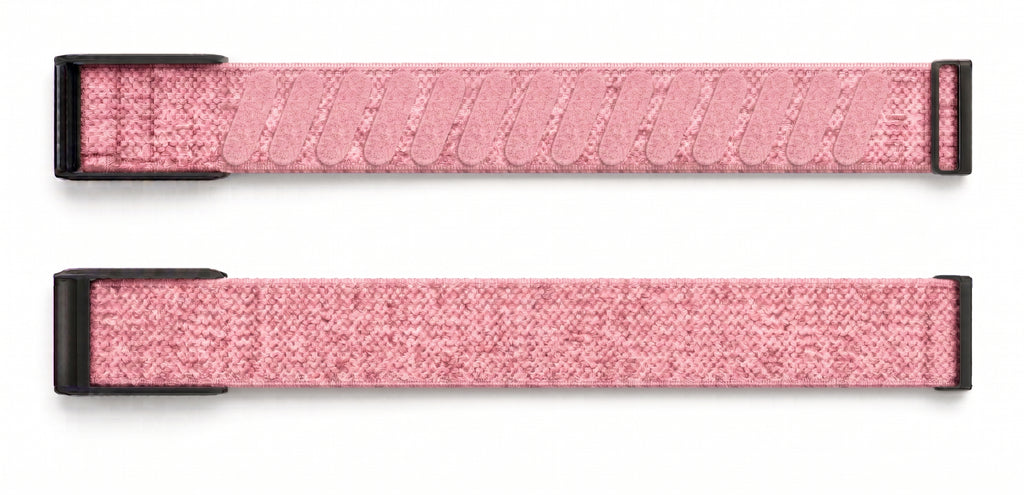 Strapion Cherry Blossom Pink nylon band for WHOOP 5.0, shown unfastened from both sides