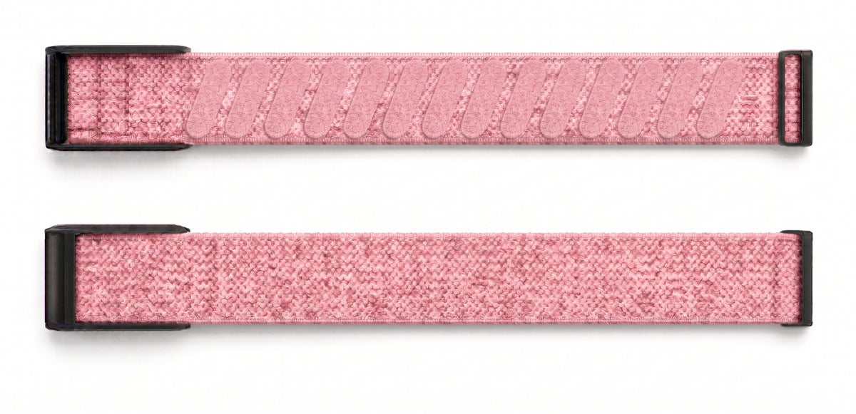 Strapion Cherry Blossom Pink nylon band for WHOOP 5.0, shown unfastened from both sides