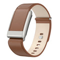Strapion brown leather band with stainless steel button buckle, compatible with WHOOP 5.0