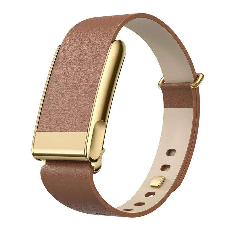 Strapion brown leather band with gold buckle, compatible with WHOOP 5.0
