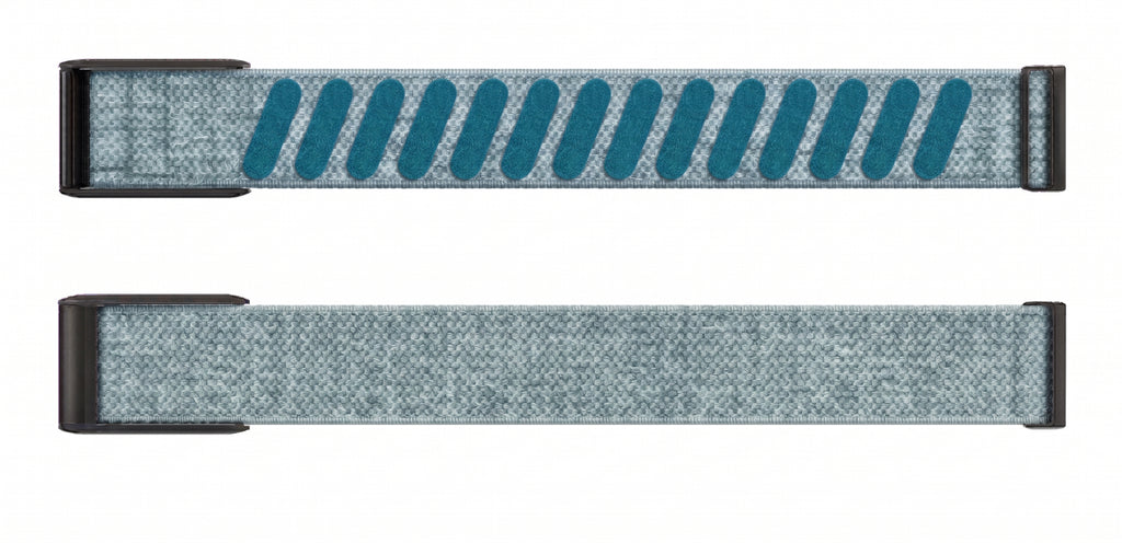 Strapion Diamond Blue nylon band for WHOOP 5.0, shown unfastened from both sides