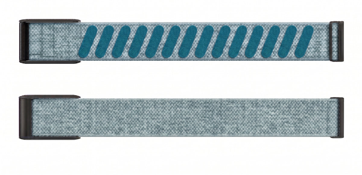 Strapion Diamond Blue nylon band for WHOOP 5.0, shown unfastened from both sides