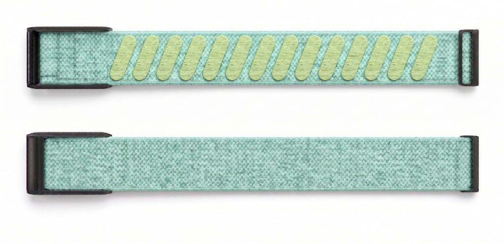 Strapion Lotus Green nylon band for WHOOP 5.0, shown unfastened from both sides