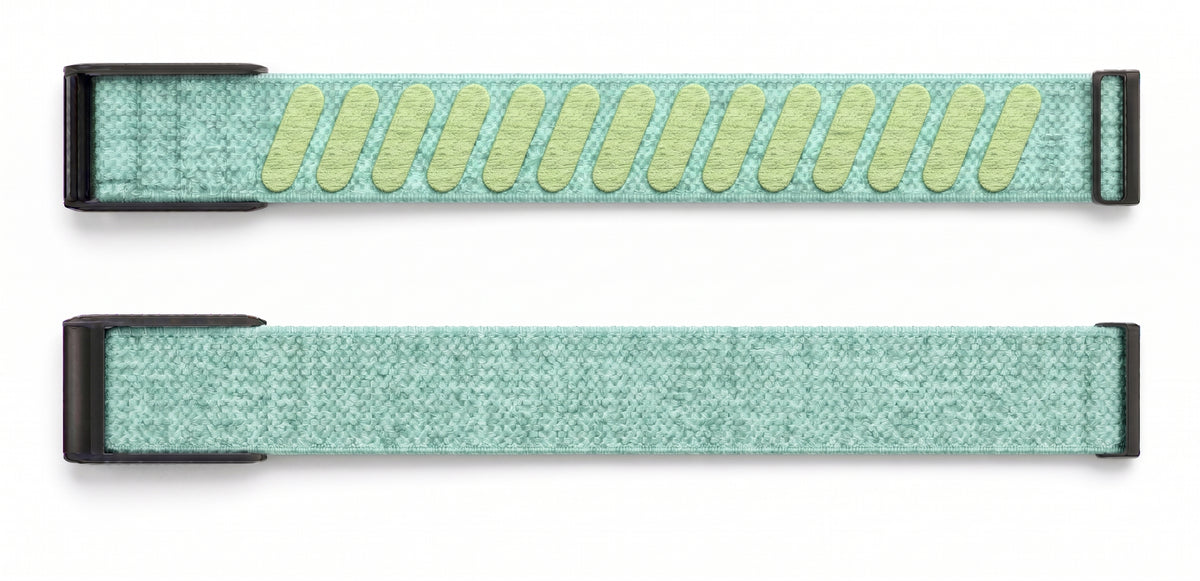 Strapion Lotus Green nylon band for WHOOP 5.0, shown unfastened from both sides