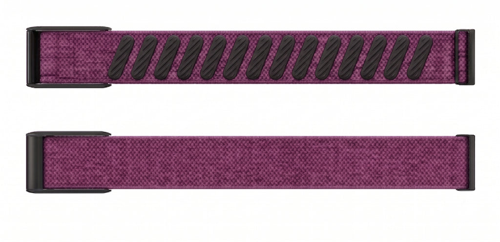 Strapion Plum nylon band for WHOOP 5.0, shown unfastened from both sides