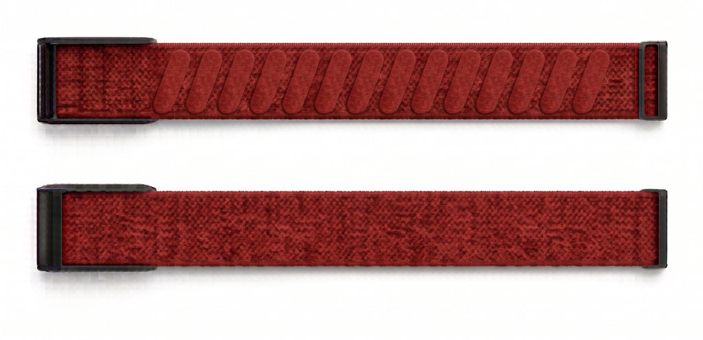 Strapion Red nylon band for WHOOP 5.0, shown unfastened from both sides