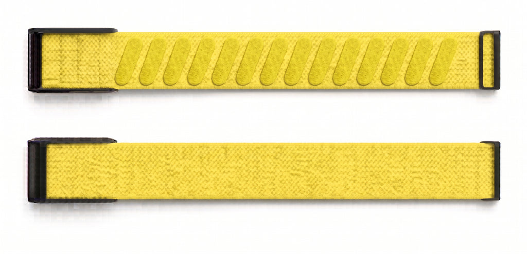 Strapion Yellow nylon band for WHOOP 5.0, shown unfastened from both sides
